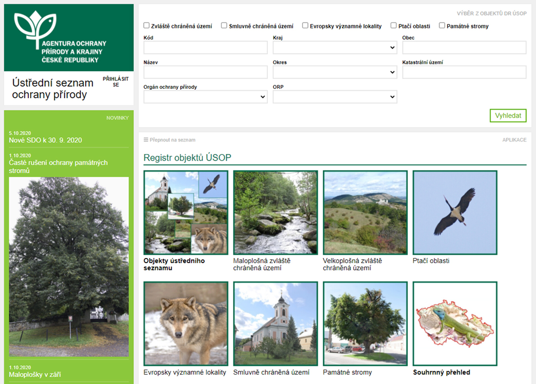 Digitální registr ÚSOP (https://drusop.nature.cz)
